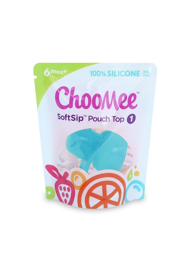 ChooMee ChooMee Replacement Caps for Reusable Food Pouches | Includes SoftSip Silicone Flow Control Pouch Top | 6 White Caps + 1 Aqua SoftSip - Image 4