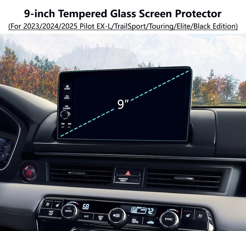 AZZIGO Tempered Glass Screen Protector For 2023 2024 2025 Honda Pilot (EX-L/TrailSport/Touring/Elite/Black Edition) 9 Inch Touchscreen Accessories HD - Image 2