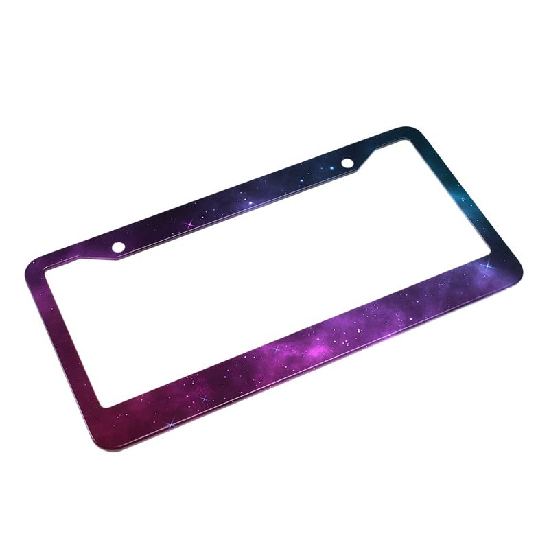 Beabes Purple Space Background License Plate Frame Galaxy Car Frames  License Plates Holder  Starry Sky Star License Plate Aluminum Metal Frames for Women Men Auto Decoration - Image 4