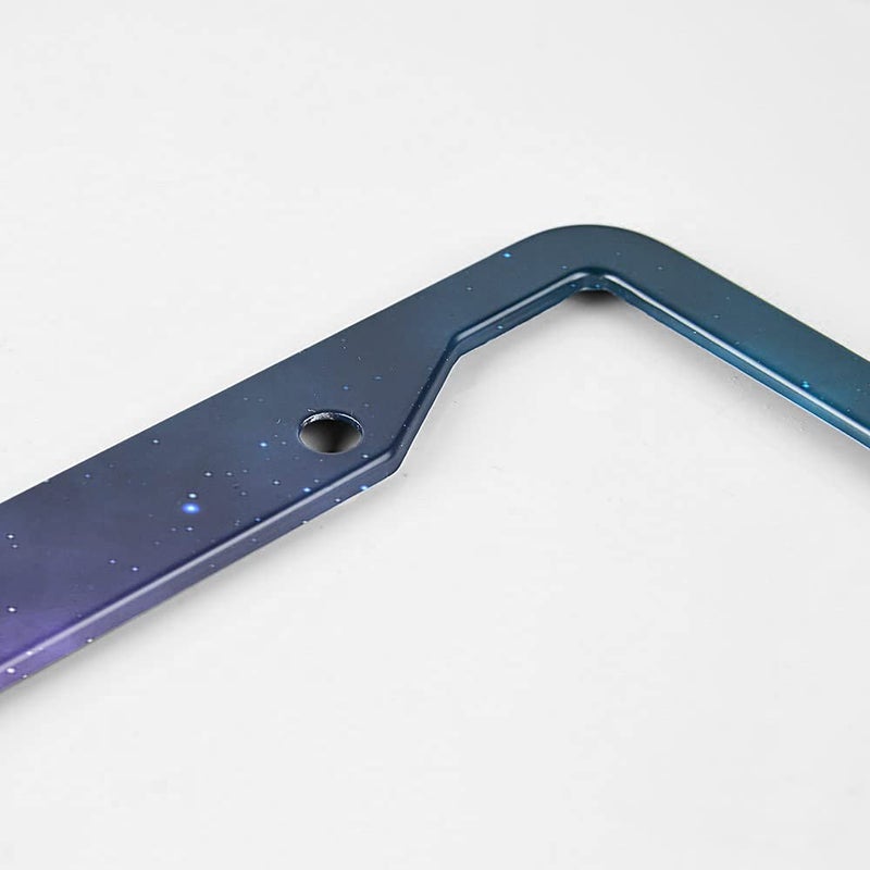 Beabes Purple Space Background License Plate Frame Galaxy Car Frames  License Plates Holder  Starry Sky Star License Plate Aluminum Metal Frames for Women Men Auto Decoration - Image 3