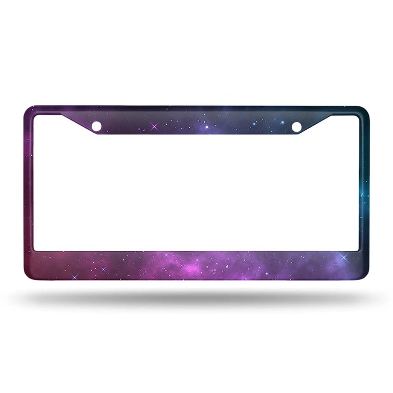 Beabes Purple Space Background License Plate Frame Galaxy Car Frames  License Plates Holder  Starry Sky Star License Plate Aluminum Metal Frames for Women Men Auto Decoration - Image 2