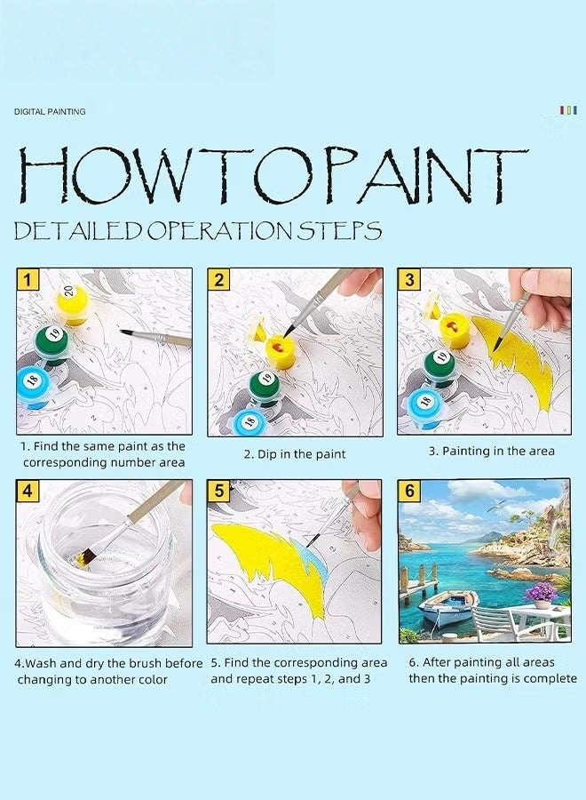 EETU Paint by Number For Adults,Beginner Canvas Landscape Beach,Painting by Numbers Kits With Brushes And Acrylic Paint,40x50cm - Image 3