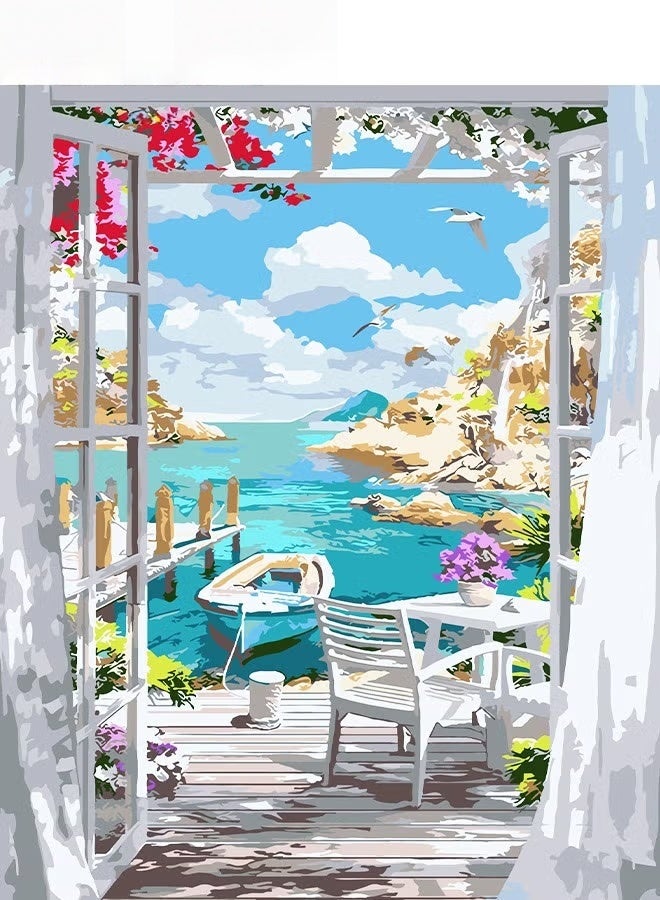 EETU Paint by Number For Adults,Beginner Canvas Landscape Beach,Painting by Numbers Kits With Brushes And Acrylic Paint,40x50cm - Image 1