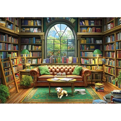 Blueforest Reading Room 1000 Piece Puzzle for Adults Unique Book Room Puzzles for Adults 1000 Pieces Library Bookshelf Jigsaw Puzzles 1000 Pieces Family Challenging Puzzle 275x196 - Image 1