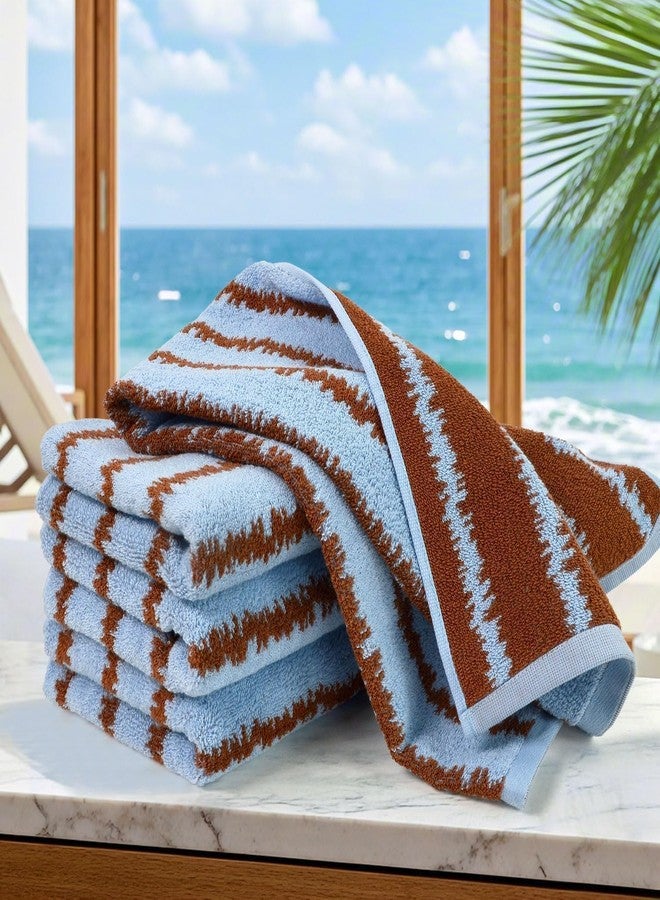 Cleanbear Blue Hand Towels for Bathroom, 4 Pack 100% Cotton Soft, Quick Dry & Lightweight Face Towels, 13.5"x28", Zigzag Stripes, Absorbent Cotton Towels for Home & Travel Use - Image 5
