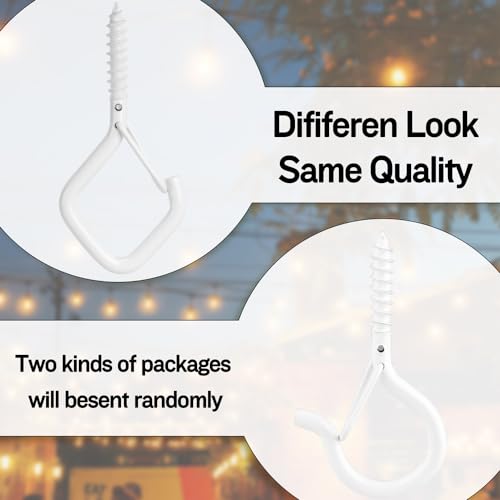 OALCQ 10PCS Ceiling Hooks - Heavy Duty Wall Hooks for Hanging Lights, Plants, & More - White Metal Screw-in Hooks for Garage, Siding, & Christmas Lights - Image 2