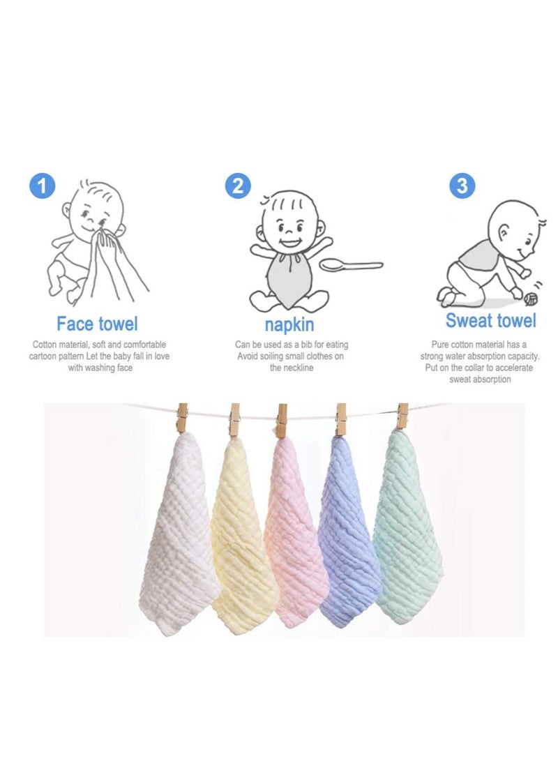 SOLARAE 10 Bamboo Baby Washcloths Natural Organic Facial Towel for Adults Babies Soft Thick Absorbent, and Hypoallergenic Face Body Cloths Registry Household Newborn Shower Gifts - Image 4