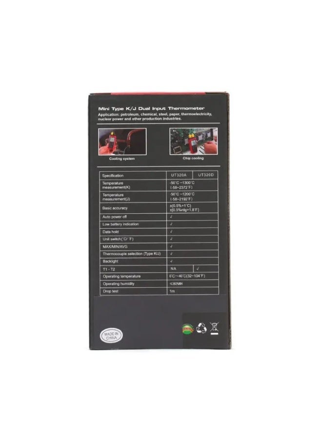 UNI-T Digital Thermometer Dual Channel Contact Type K Temperature -50℃ ~ 1300℃ J Temperature -50℃ ~ 1200℃ - Image 2