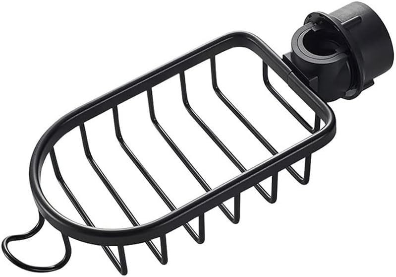KEYOZA Kitchen Sink Faucet Sponge Holder Caddy Organizer Over Stainless Steel Heavy Duty Thickening Hanging Drain Rack for scrubbers soap Bathroom Detachable no Suction Cup Bathroom BLACK1PC - Image 1