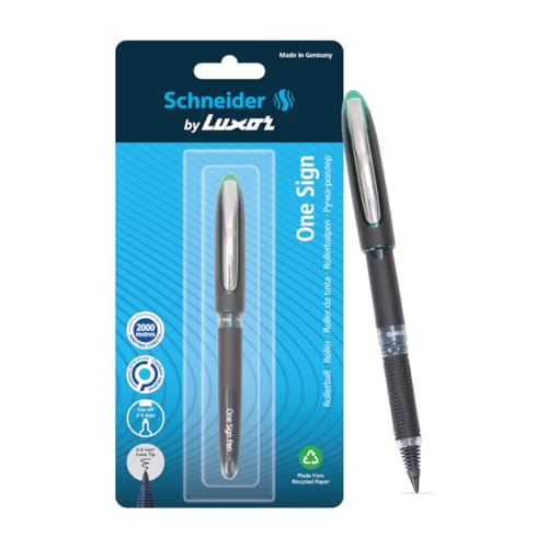 Luxor Schneider, One Sign Roller Ball Pen - Green, 1.0 mm, 2000 mtrs writing length, Waterproof Ink, Consistent ink flow, Ideal for Professionals & Office essential - Image 1