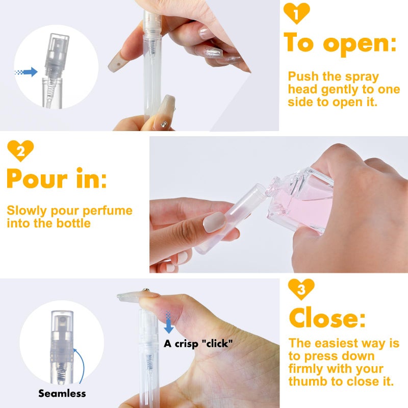 Chiallco Mini Perfume Sample Bottles, 10 Pack 5 ml Plastic Small Perfume Spray Bottle, Fine Mist, Portable Perfume Travel Refillable Bottle, Upgraded atomizer sprayer for perfume, Clear - Image 5