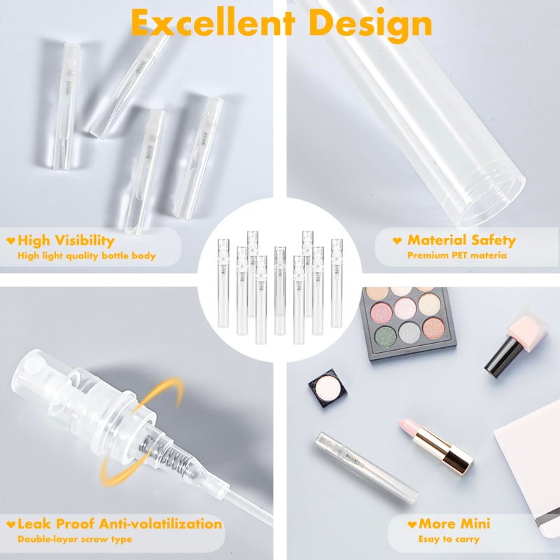 Chiallco Mini Perfume Sample Bottles, 10 Pack 5 ml Plastic Small Perfume Spray Bottle, Fine Mist, Portable Perfume Travel Refillable Bottle, Upgraded atomizer sprayer for perfume, Clear - Image 4