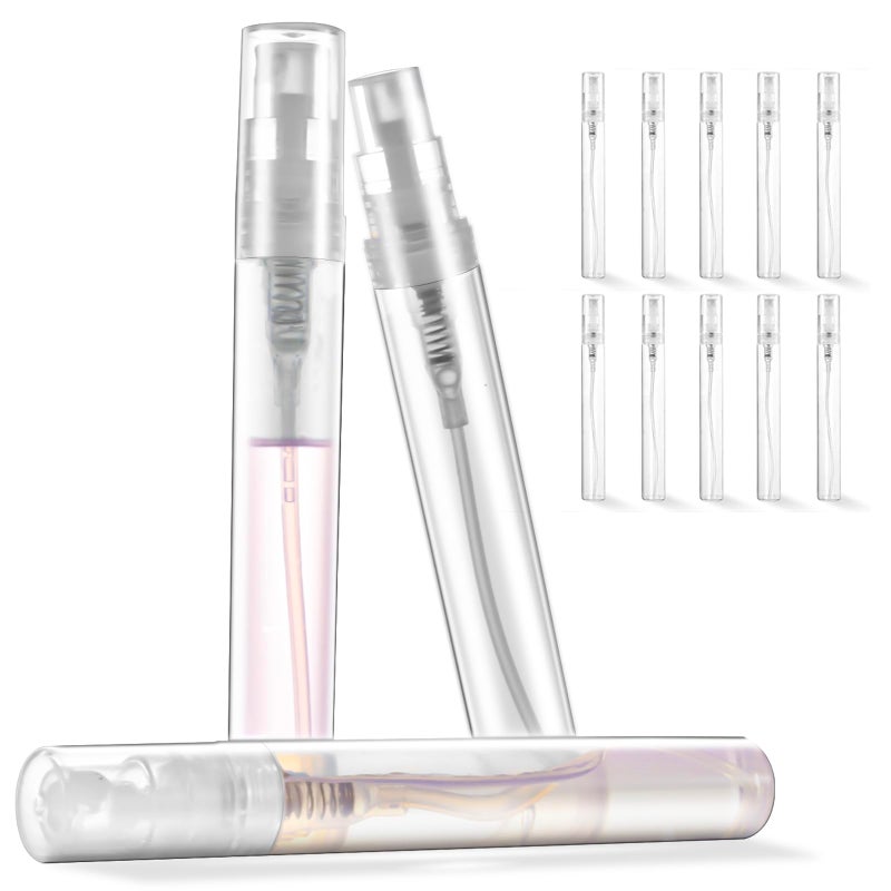Chiallco Mini Perfume Sample Bottles, 10 Pack 5 ml Plastic Small Perfume Spray Bottle, Fine Mist, Portable Perfume Travel Refillable Bottle, Upgraded atomizer sprayer for perfume, Clear - Image 1