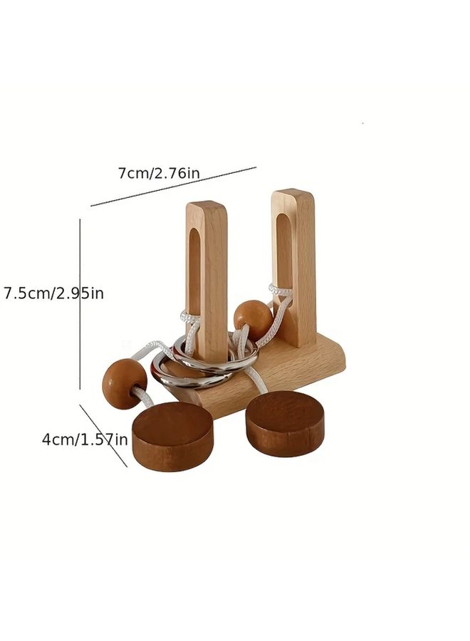 6 Piece Wooden IQ Puzzle Set Brain Teaser Unlocking Challenge Gift For Adults - Image 5