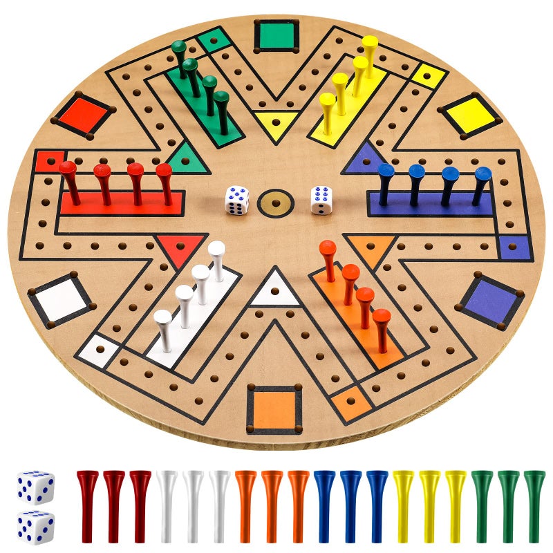 Kathfly Fast Track Board Game Wooden 36 Players Board Game Set with 24 Boards Games Pieces and 2 Dice Fast Track Games Night for Adult Teens Family Party197 Inch - Image 2