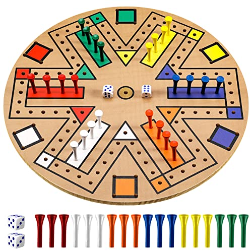 Kathfly Fast Track Board Game Wooden 36 Players Board Game Set with 24 Boards Games Pieces and 2 Dice Fast Track Games Night for Adult Teens Family Party197 Inch - Image 1