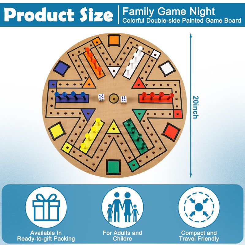 Kathfly Fast Track Board Game Wooden 36 Players Board Game Set with 24 Boards Games Pieces and 2 Dice Fast Track Games Night for Adult Teens Family Party197 Inch - Image 3