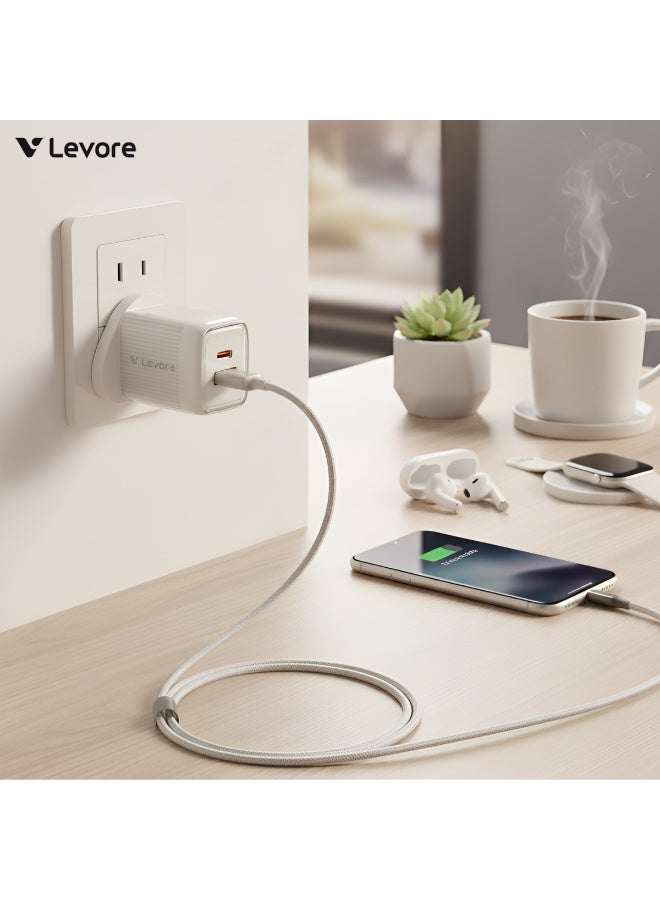 ليفور شاحن حائط سريع بقوة 20 واط من ليفور – منفذ مزدوج (USB‑C + USB‑A) – LGW126‑WH - Image 4