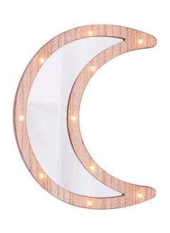 Salla Wooden Crescent Moon Ramadan Decorative Mirror with LED Lights 30x22cm  - Image 1