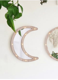 Salla Wooden Crescent Moon Ramadan Decorative Mirror with LED Lights 30x22cm  - Image 2