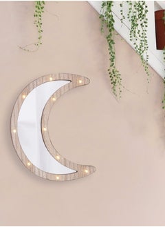 Salla Wooden Crescent Moon Ramadan Decorative Mirror with LED Lights 30x22cm  - Image 4