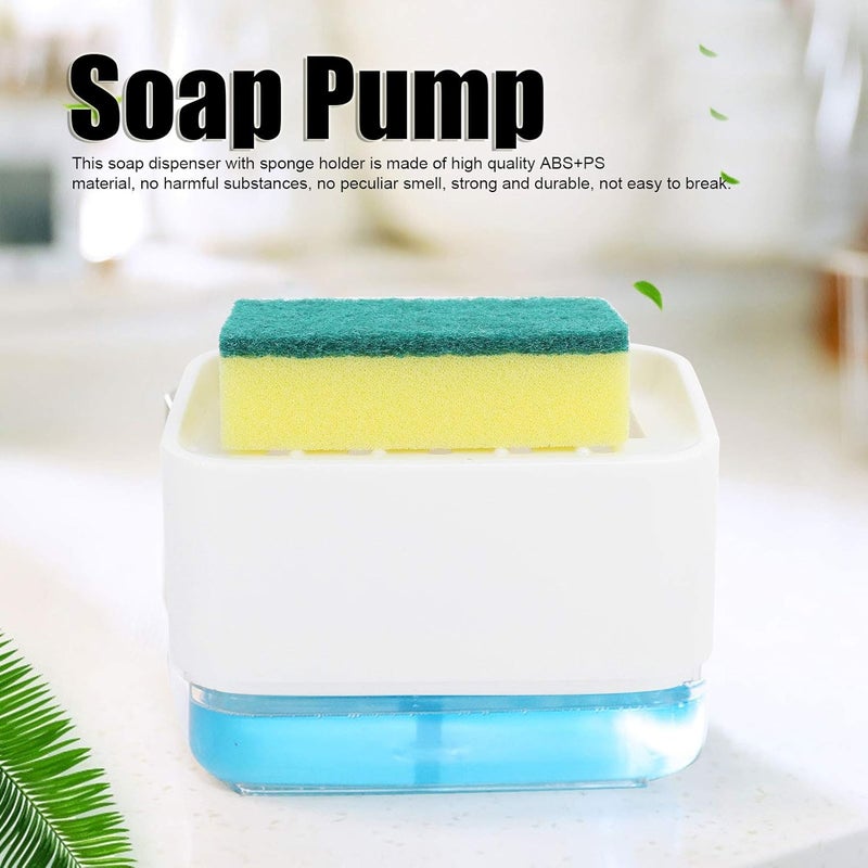 ويوبلز موزع صابون سائل أوتوماتيكي يعمل بالضغط، 2 في 1 مع حامل إسفنجة لحوض المطبخ (أبيض) - Image 2