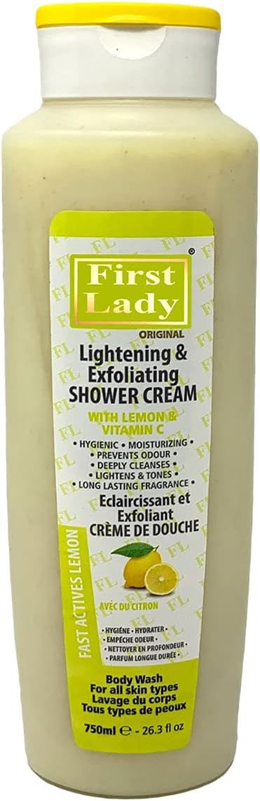 First Lady Lemon Skin Brightening Exfoliating Shower Cream 750ml with Vitamin C