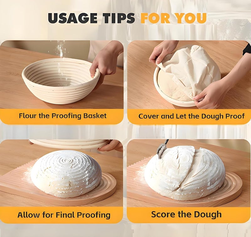 Koackl Bread Proofing Cover - 4 Pack Basket Linen Cloths & 2 Jar Covers, Reusable Cotton Bread Proofing Liners for Sourdough Baking, 10" Compatible with Round/Oval Banneton Baskets - Image 5