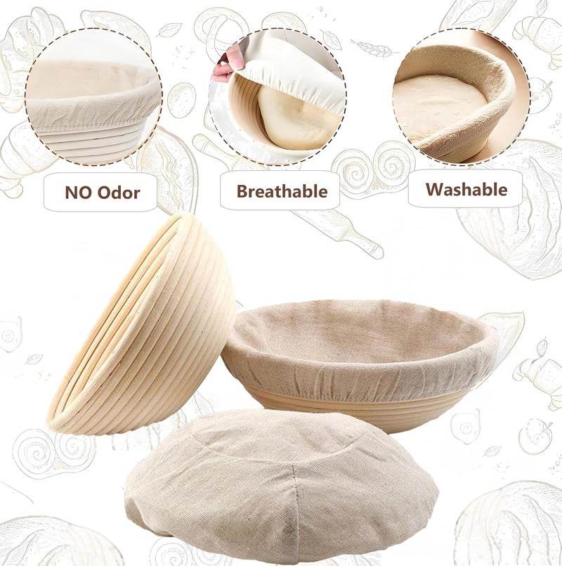 Koackl Bread Proofing Cover - 4 Pack Basket Linen Cloths & 2 Jar Covers, Reusable Cotton Bread Proofing Liners for Sourdough Baking, 10" Compatible with Round/Oval Banneton Baskets - Image 4
