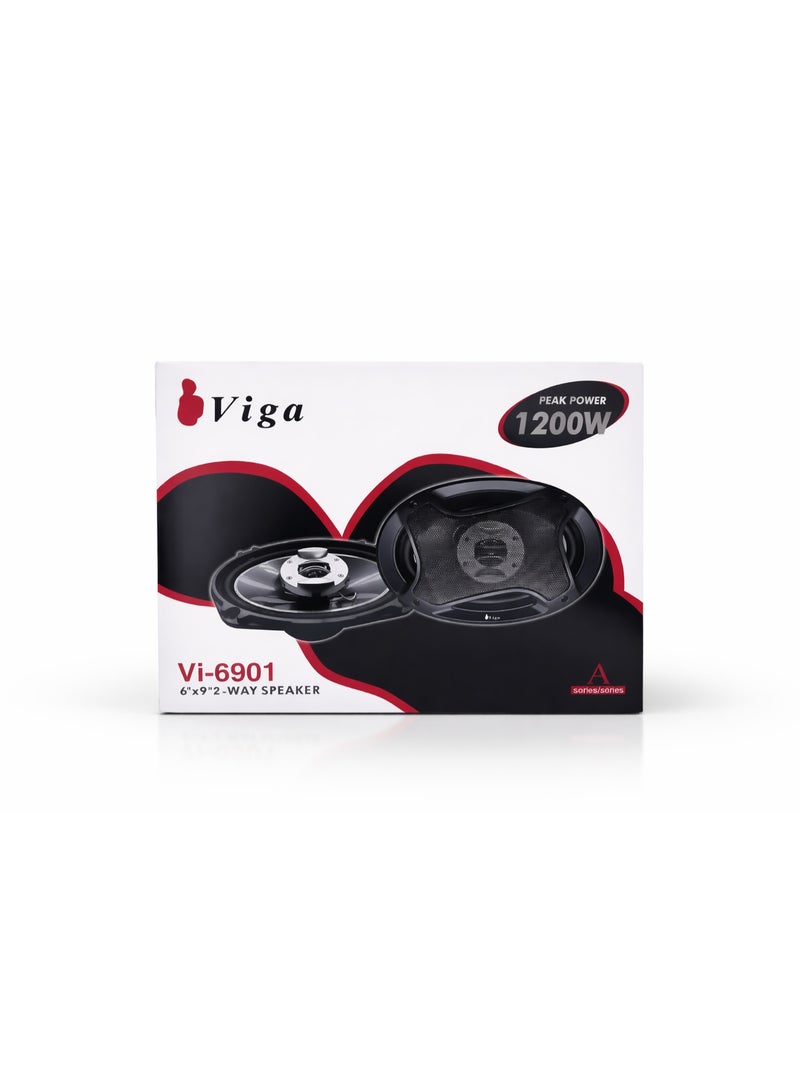 فيجا مكبر صوت بيضاوي للسيارة VI-6901 مقاس 6x9 بوصة - طاقة قصوى 1200 واط - صوت قوي وواضح - زوج من مكبرات الصوت - Image 1