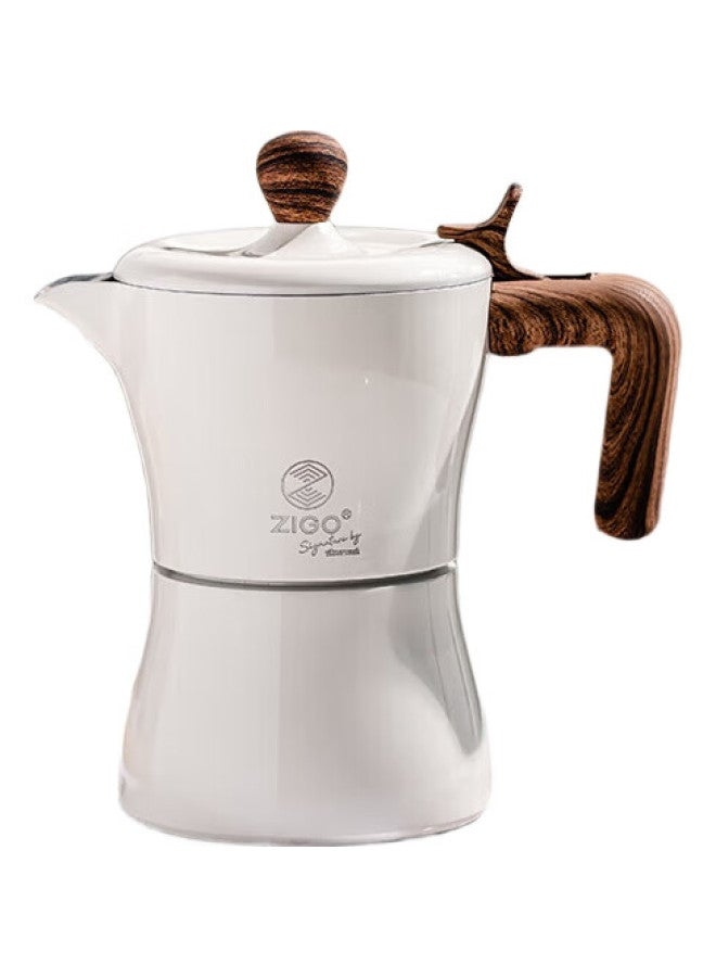 Zigo Moka Pot, Italian Espresso Pour-Over Coffee Maker, Co-Branded Edition, 3 Cups, [Government Subsidy], Pearl White - Image 1