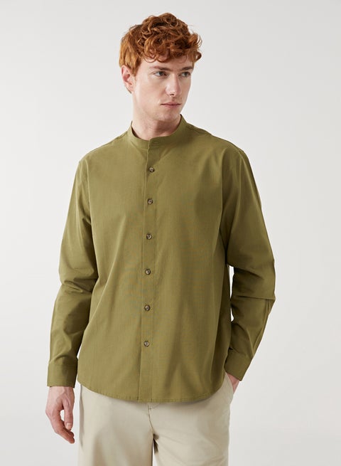 Regular Fit Long Sleeve Poplin Men'S Shirt