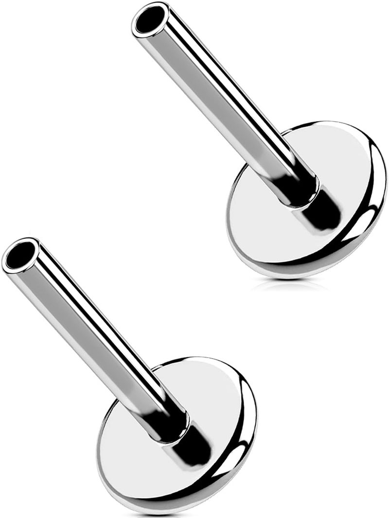 MS CUTE 2Pcs Cartilage Piercing Jewelry, Threadless G23 Solid Titanium 18G Replacement Post Bar of Flat Back Earrings in Helix Cartilage Tragus Earrings Nose Studs for Women Men-Silver 6MM - Image 1
