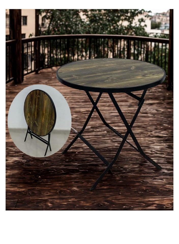 SMART HOME Round Folding Dining Table - Foldable Café Table with Fiber Top - 80 x 80 cm - Elegant and Sturdy Design - Side Table for Home, Kitchen, Cafés, or Outdoor Seating  - Image 3