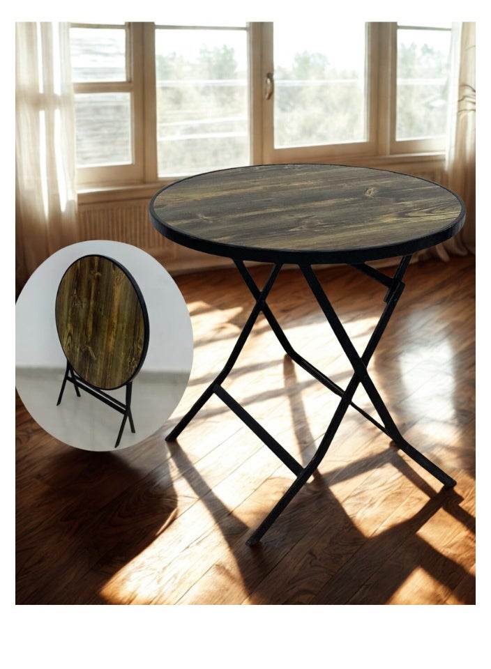 SMART HOME Round Folding Dining Table - Foldable Café Table with Fiber Top - 80 x 80 cm - Elegant and Sturdy Design - Side Table for Home, Kitchen, Cafés, or Outdoor Seating  - Image 1
