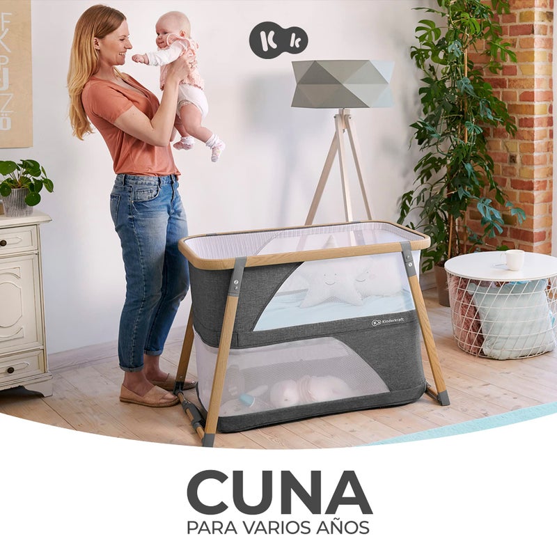 Kinderkraft kk Kinderkraft - Sofi Travel Cot With Playpen Function - Grey - Image 2
