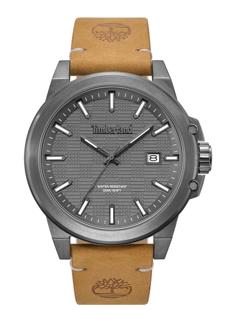 Timberland Men Mohegan Gunmetal Dial Leather Strap Analog Watch for Men, 46mm - Image 1