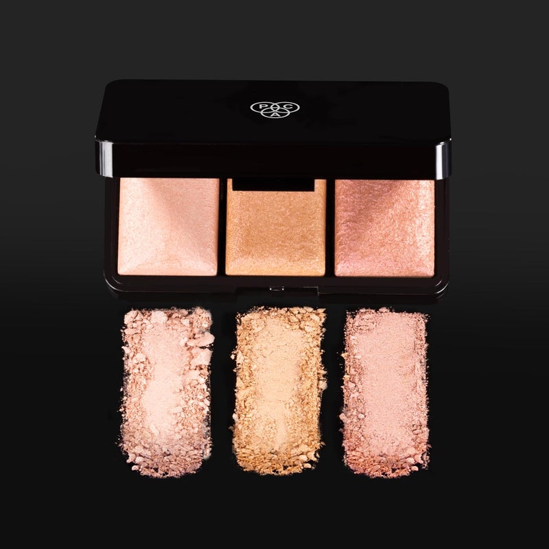 PAC Trio Glow Highlighter X3 Pink  Powder Highlighter Palette for Face Makeup with SemiMatte Natural Metallic Finish  3 Lightweight Shimmer Glow Shades  Full Coverage for All Skin Type  4g - Image 2