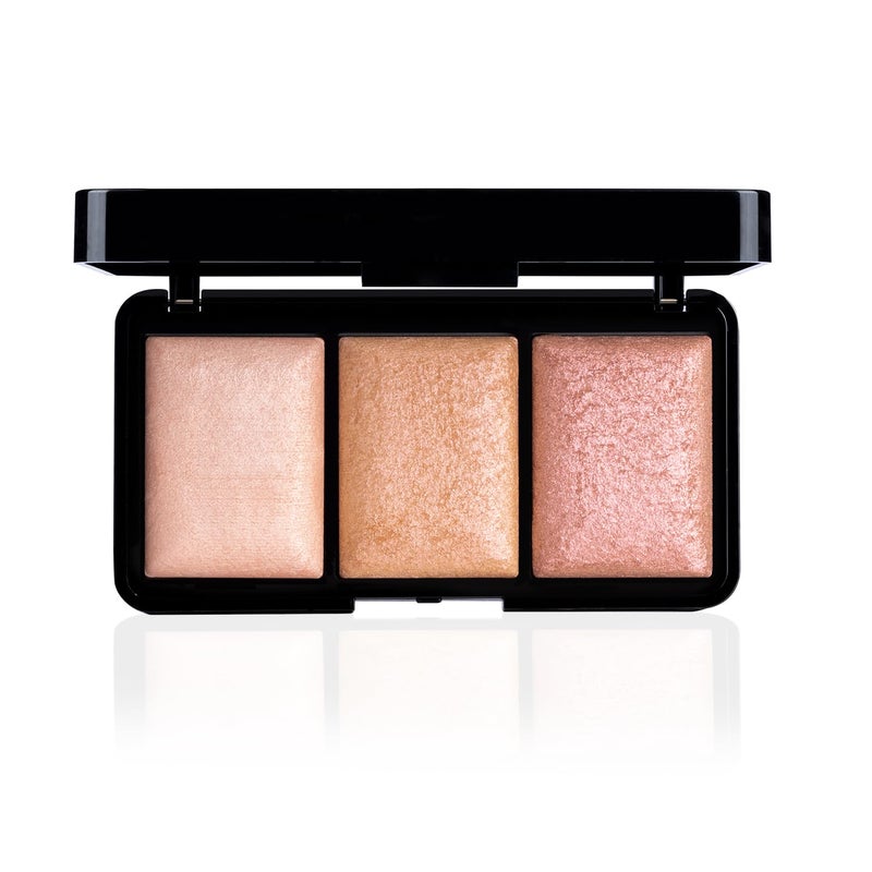 PAC Trio Glow Highlighter X3 Pink  Powder Highlighter Palette for Face Makeup with SemiMatte Natural Metallic Finish  3 Lightweight Shimmer Glow Shades  Full Coverage for All Skin Type  4g - Image 1