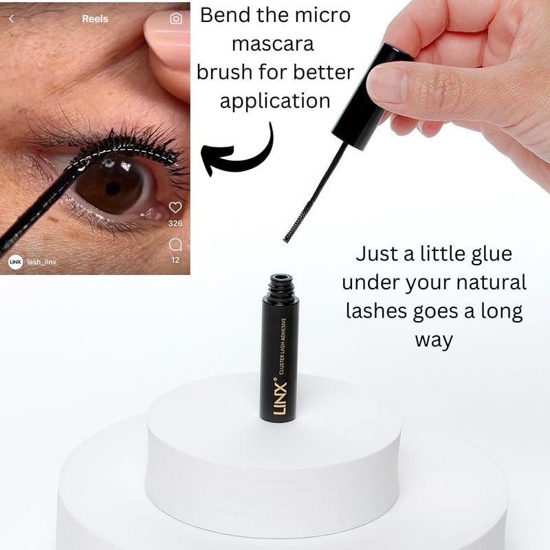 LINX Lash Glue Segmented DIY False Eyelash Cluster Adhesive Latex-Free Mirco Mascara Wand (Black) - Image 3
