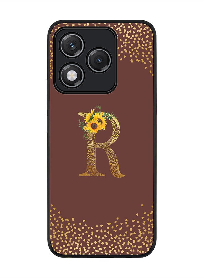 Stylizedd For Honor 400 Lite Case,Slim fit Camera Protection, Shockproof Thin Phone cover  - Custom Floral Monogram - R  (Brown )
