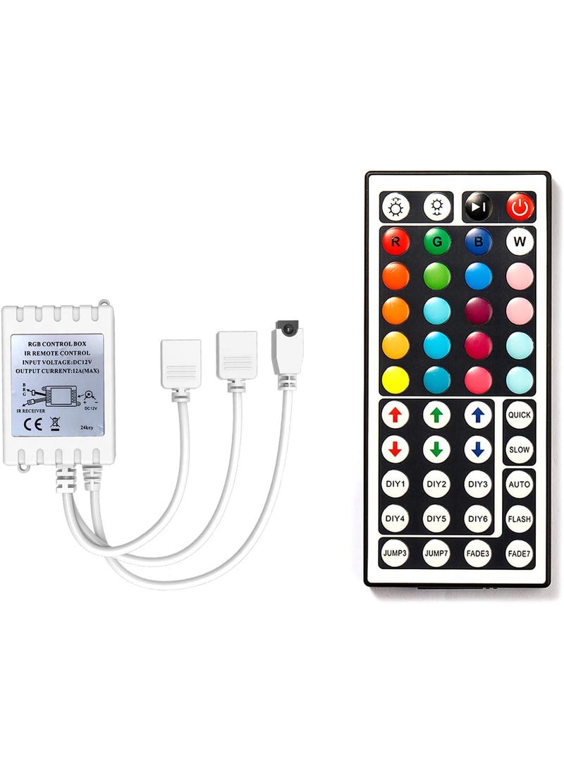 phopollo PHOPOLLO 44 Keys Remote Controller with TwoPort IR Receiver for 5050 1224V Led Strip Lights  - Image 1
