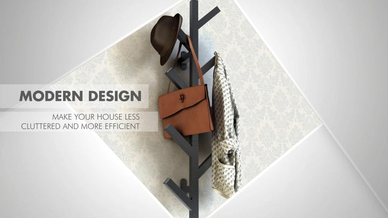 PREMIUM RACKS Coat Rack & Hat Rack - Modern Design - Wall Mounted - Stylish - (Black) - Image 5