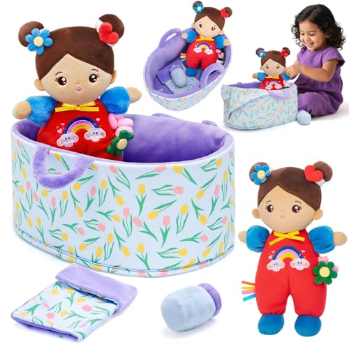 OUOZZZ 10 Soft Baby Doll Set Hispanic Baby Doll Accessories Pretend Playset Doll for 2 Year Olds Girls Social Emotional Learning Birthday Gift for 2 Year Olds Girls - Image 1