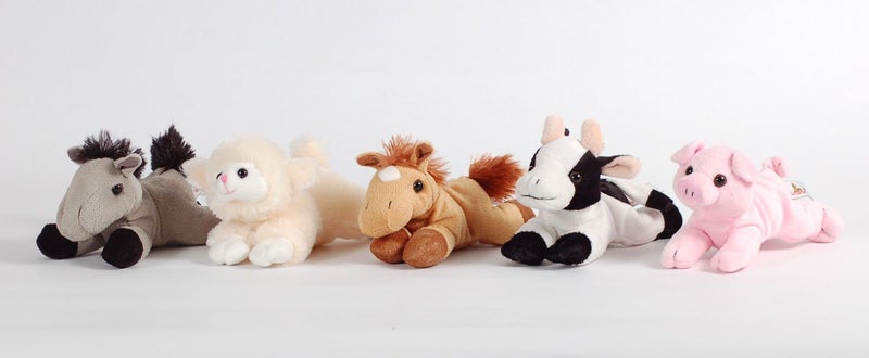 Unipak Plush Farm House with Animals- Five (5) Stuffed Farm Animals (Horse, Lamb, Cow, Pig, Grey Horse) in Play Farm House - Image 4