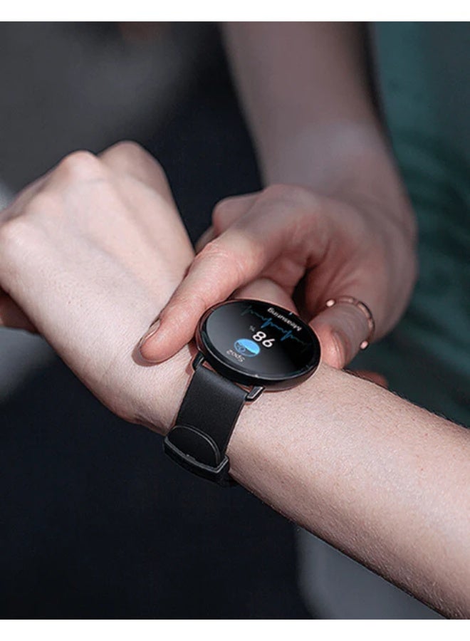 ميبرو ساعة سمارت مي برو لايت بشاشة اموليد مقاس 1.3 بوصة تدعم لغات متعددة مع هيكل فائق النحافة للرجال، أسود - Image 4