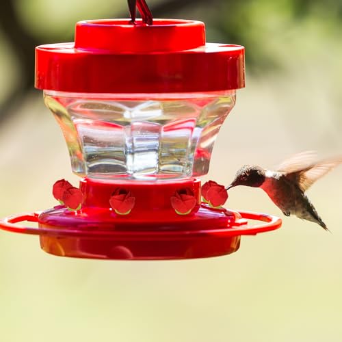 Flylin 30Pcs Hummingbird Feeders Replacement Flowers Unique Pet Bird Feeder Replaceable Flowers Parts with 2 Cleaning Brush Hummingbird Feeding Ports Bee Guards for Outdoor Hanging Feeders Red - Image 3