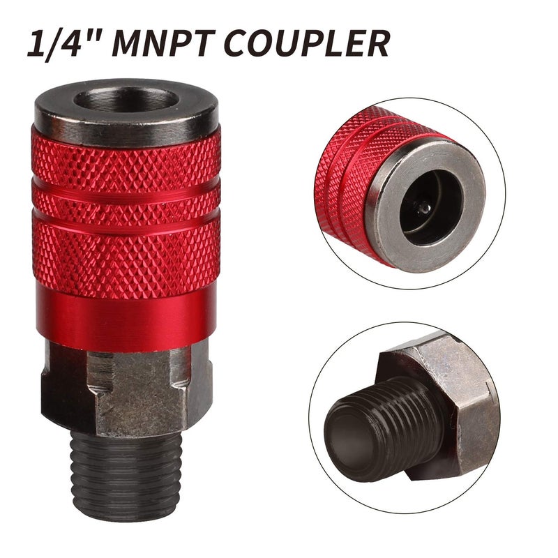 Hromee 3-Way Air Manifold 4 Ports Aluminum Industrial Flat Hex Quick Connect Air Hose Splitter with 3 Steel Couplers and 1/4" Male NPT Plug - Image 3
