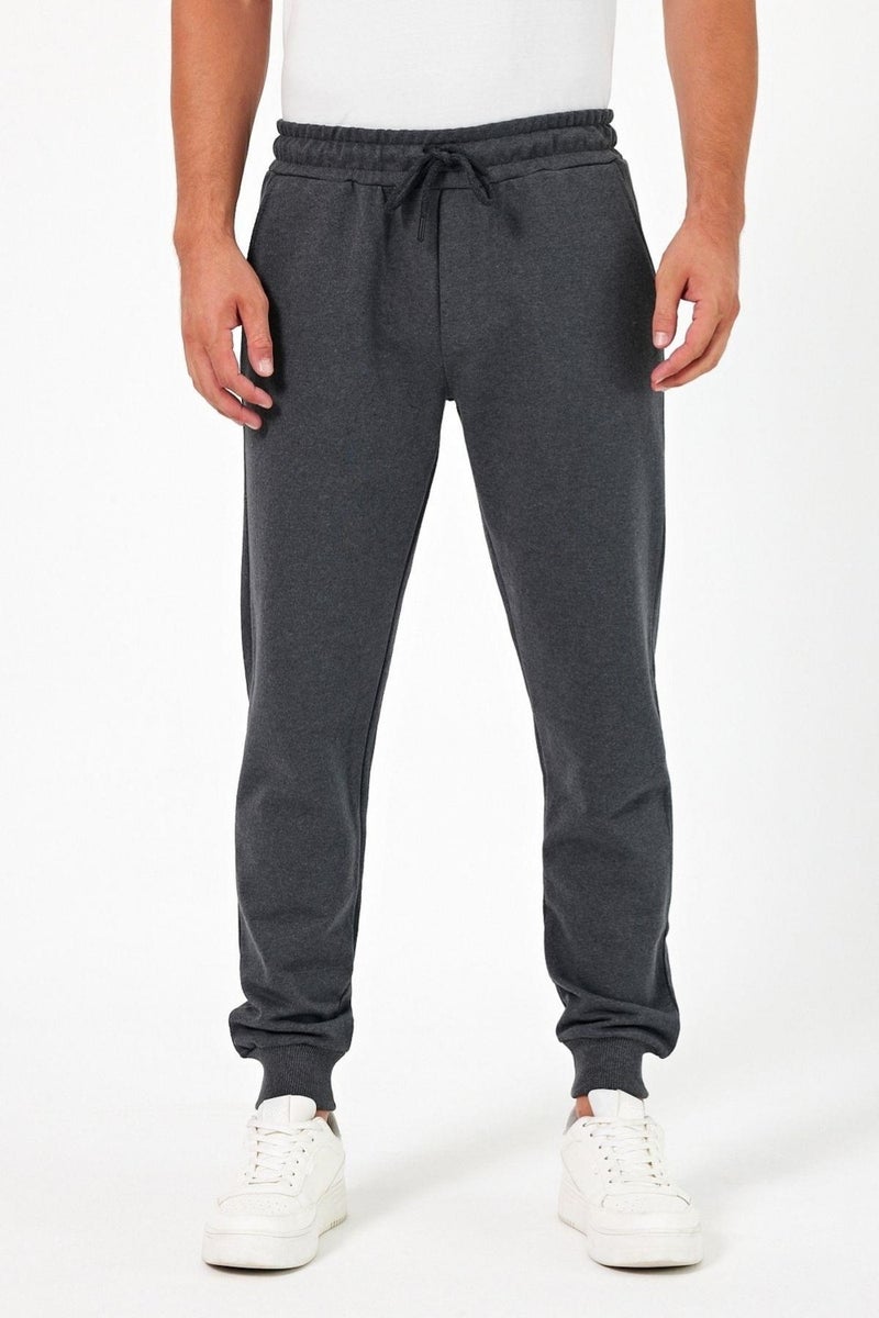 mmetalic Thick Anthracite Men's Sweatpants Jogger Back Pocket Elastic Leg Regular Fit Non-raised  - Image 1