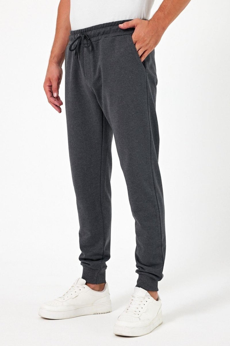 mmetalic Thick Anthracite Men's Sweatpants Jogger Back Pocket Elastic Leg Regular Fit Non-raised  - Image 2